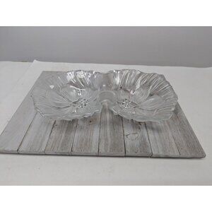 Mikasa Hibiscus Frost Divided 13” Crystal Serving Bowl Elegant, Candy Dish